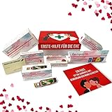 Hochzeitsgeschenk | Erste Hilfe Set für die Ehe, witziger Sanikasten | 9-teilig | Geschenk-Box zur Hochzeit / Valentinstag