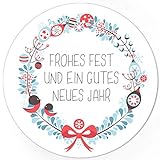 48 Weihnachtsaufkleber Frohes Fest und ein gutes neues Jahr - für Geschenke zu Weihnachten - Sticker Aufkleber Etiketten Geschenkaufkleber Verpacken, rund