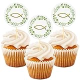 Cake Topper Taufe, 25 Stück Fisch Cupcake Deko, Tortendeko Taufe Firmung Kommunion Konfirmation Geburtstag Hochzeit, Muffin Deko Taufe Junge M