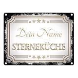 Sterneküche Metallschild - personalisiert mit deinem Namen - als schöne Dekoration für Deine Küche oder als Geschenk für eine Gute Köchin wie Mama oder Oma um zu Zeigen wie lecker das E