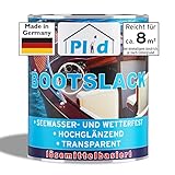PLID® Bootslack Farblos Glänzend für Holz - Klarlack Holz Wasserfest - Küchenarbeitsplatte lackieren - Lack für Parkett, Treppen, Gartenmöbel und Theken - Holzlack Yachtlack - Made in Germany 0,75