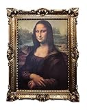 Made in Italy Mona Lisa Bild mit Barock Rahmen Wandbild von Leonardo da Vinci 70x90cm Kunstdrucke Gemälde Retro Repro Antik für Home Büro Praxis Café 58B