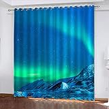Vorhang Polarlicht Vorhang Blickdicht SchneebergVorhänge Schlafzimmer Natürliche Landschaftsdekoration 117 x 138cm