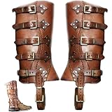 BBSITG Mittelalterliche Lederstiefel, verstellbare Retro-Bein-Retro-Leder-Bein-Rüstung, Wikinger-Ritter-Kostüm, Riemen, Puttees PU-Leder, mittelalterliche Lederstiefel, Nachstellzubehör für M