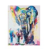 HBBOOI DIY Ölgemälde Malen nach Zahlen Kit for Erwachsene Anfänger Gemälde auf Leinwand - Farbe Elefant und Kind (Größe : Framed)