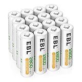 EBL Akku AA Mignon 2800mAh 16 Stück - wiederaufladbare Batterien AA, hohe Ladezyklen, geringe Selbstentladung, inkl. Akkubox