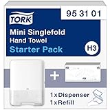 Tork Mini Singlefold Handtuch Starter Pack 953101, Image Design - H3 Singlefold/C-fold Elevation Design Papierspender + Handtuchnachfüllung (250 Blatt) - Schlank, hygienisch, weiß