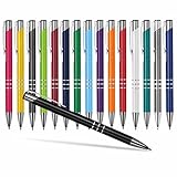 #teamludorf 50x DELTA UNI LACKIERT Metall-Kugelschreiber mit Wunsch-Gravur - Personalisierte Kulis - Stift mit Namen - 16 Farben & 20 Schriftarten - 50 Stück - Schw
