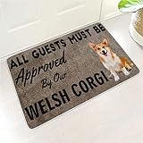 Buweirezhi Bad Teppich Alle Gäste müssen von unserem walisischen Corgi genehmigt Werden Maschinenwaschbar Eingangsbereich Teppich Multicolor 40x60cm