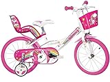 Dino Bikes 164R-UN Kinderfahrrad Fahrrad, Weiß/Pink, 16 Zoll