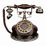 BJH Festnetztelefon für zu Hause, europäisches antikes Telefon mit Wählscheibe, Retro-Festnetz-Tischtelefon, schnurgebundenes Telefon für Zuhause und Dekoration, rotbraune kreative Re