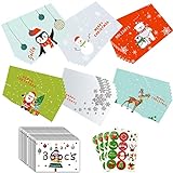 36 Stück Weihnachtskarten，Kreative Weihnachtsgrußkarten，Weihnachtskarten mit Umschlag，Weihnachtskarten Blanko，Weihnachtskarte Postkarte，Doppelkarten/Klappkarten mit Briefumschlag