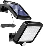 MPJ Solarlampen für Außen, 56 LED Solarleuchte Aussen mit Bewegungsmelder, IP65 Wasserdichte, 120°Beleuchtungswinkel, Solar Wandleuchte für Garten mit 5m Kabel
