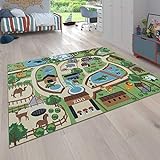 Paco Home Kinder-Teppich Für Kinderzimmer, Spiel-Teppich, Zoo Mit Tiger, Bär, Löwe, Bunt, Grösse:Ø 160 cm Rund