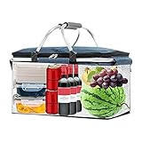 Picknickkorb Reisetaschen - Picknickkorb mit 2 Griffen und Deckel | 600D Oxford Korb Kühler, Faltbarer Pinic Korb | Isolierter Einkaufskorb für R
