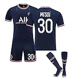 KiKa Monkey Paris Messi – 30 Erwachsene und Kinder, Fußballtrikot, Jungen, Fußballkleidung, Paris, Outdoor, Messi, Fußballkleidung, PSG 30, blau, S