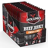 Jack Links Beef Jerky Sweet & Hot – 12er Pack (12 x 70 g) – Proteinreiches Trockenfleisch vom Rind – Getrocknetes High Protein Dörrfleisch