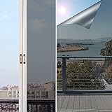 NEEMOSI Spiegelfolie Selbstklebend,Fensterfolie Innen Sonnenschutzfolie für Wärmeisolierung, 99% UV-Schutz und Sichtschutz Silber. (90*200)