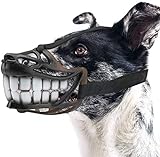 Lloow Verstellbarer Maulkorb für kleine oder mittelgroße Hunde, weich, bequem, lächelndes Design, um Beißen zu verhindern XL Dog Muzzles