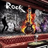 Benutzerdefinierte Fototapete 3D Gitarre Rock Ktv Musik Bar Tooling Hintergrund Wandbild Vintage Graffiti Wandmalerei