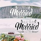 SnowTing Aufkleber Folie Just Married für Autoschmuck Selbstklebend- Hochzeitsbanner Hochzeitsbeschriftung in weiß Trauung Heiraten Sticker Selbstklebend Dekoration