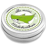 FANS & Friends Zahndose Made in Germany, Metall, direkt bedruckt, sicherer Schraubverschluss, Zahnfee Dose Jungen & Mädchen, Milchzahndose Hai
