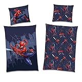 Spiderman Wende Bettwäsche Set · 135x200 80x80 · 100% Baumwolle · Kinderbettwäsche für Mädchen und Jungen