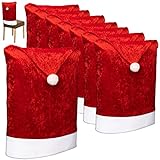 COM-FOUR® 8X Premium Stuhlhussen für Weihnachten - Weihnachtsdeko für Stühle - Stuhlabdeckung im weihnachtlichen Design - Stuhlbezug