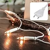 hellum Lichterkette innen strombetrieben, mini Lichterkette 10er Birnen klare warme Lichter, beleuchtete 1,35m, Kabel weiß 10 Lichter mit Stecker für Weihnachten 831184