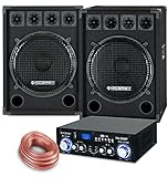 McGrey PA Komplettset DJ Anlage PowerDJ-2500 (System mit Partyboxen, Lautsprecher, 2x 800 Watt, Bluetooth-Endstufe, Verstärker, Lautsprecherkabel)