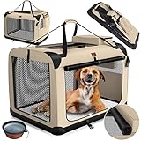 Lovpet® Hundebox Hundetransportbox faltbar Inkl.Hundenapf XXXL 102x69x69cm Transporttasche Hundetasche Transportbox für Haustiere, Hunde und Katzen Haustiertransportbox Beige