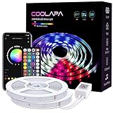 COOLAPA LED Strip 20M, Led Streifen RGB 5050, LED Stripes mit 40 Tasten IR-Fernbedienung APP Steuerbar Musikmodus, Sync mit Musik, Beleuchtung von Haus, Party, Küche, 2 Rollen von 10m