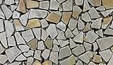 Splittprofi Mosaikfliesen als Boden oder Wandbelag | Naturstein grau/braun Sortiert | 2cm stark mit Soft Touch Oberfläche | Kanten getrommelt zu 0,12qm verpackt