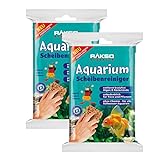RAKSO Süßwasser Aquarium-Fenster-Glas-Reiniger Scheiben-Reinigungs-Schwamm Kratzfreie Algen-Entfernung 2x2St + Handschuh