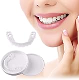 Provisorischer Zahnersatz, Instant Zähne Prothese Kleben, Perfekte Lächeln Snap-On Braces, Zähne Veneers, Zahnersatz Ober und Unterkiefer, Zähne Kosmetik, Wiederverwendbaren, Silikon - 1 Paare