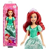 Mattel Disney Prinzessin Arielle Puppe, lange Haare zum Frisieren, beweglich, abnehmbare Schuhe und Diadem, Disney Geschenke, Spielzeug ab 3 Jahre, HLW10