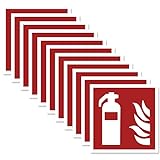 11 x Feuerlöscher Aufkleber (10x10 cm) - Selbstklebend - Alternative zum Feuerlöscher Schild - Brandschutzzeichen nach ISO - UV-Schutz für Innen und Außen - Geschlitzte Rückseite