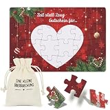 BETESSIN Gutschein Puzzle Weihnachten - Zeit statt Zeug - Gutscheinkarte mit Geschenkbeutel - DIY Gutschein zum selber ausfüllen - Personalisierte Geschenkidee für Weihnachten, Geburtstag