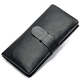 OIJSGP Business Wallet Wallet Men's Genuine Leather Purse for Men Clutch Male Wallets Long Leather Zipper Men Money Bag,6018A4black