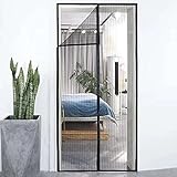 Magnetisches Fliegengitter für Türen, Insektenschutz, für Balkontür, Wohnzimmer, Terrassentür, ohne Bohren (100 x 220 cm), Schwarz
