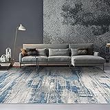 Carpet 200x300 cm Moderner Flauschiger Kurzflor Teppich,Teppich-Unterlage rutschfest Anti-Rutsch-Matte Waschbar bis 30 Grad, Super Soft Grau Blauer Farbverlauf