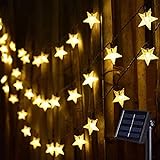 Lichterkette Außen Solar 120 Led, NLNEY 15M Solarlichterkette Sterne Wetterfest 8 Modi Lichterketten Solarlampen für Innen Outdoor Weihnachtsdeko, Garten, Balkon, Terrasse Deko (Warmweiß)