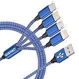 Multi USB Kabel,4 in 1 Universal Ladekabel [1.2M] Schnell Ladekabel mit Lightning Kabel USB Typ C Micro port für iPhone 12/11/XS,Samsung Galaxy S20 S10 S9 S8,Huawei,Nexus,Nokia-Blau
