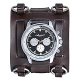 Avaner Herren Uhr Analog Japanisches Quarzwerk mit Leder Armband Steampunk Groß Schwarz, Modische Casual Armbanduhr für Herren
