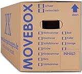 10 x Umzugskartons Movebox 2-wellig doppelter Boden in Profi Qualität 634 x 290 x 326 mm