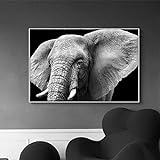 Poster & Kunstdrucke Schwarz-Weißes Wand Bilderbild Wildes Afrika Elefant Tier Leinwand Gemälde Poster & Kunstdrucke Für Wohnzimmerdekoration 30X40Cm X1 Rahmenlos