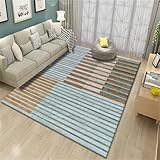 WBDYMX Ästhetischer Teppich Kuche Teppich Modern Pflegeleichter Rechteckiger Blauer Teppich Schlafzimmer Wohnzimmer Schmutzabweisender Teppich Teppich Küche Waschbar rutschfest 200X260C