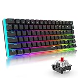 Gaming Tastatur Mechanische,AJAZZ AK33 RGB Kabelgebundene Tastatur Beleuchtet mit Rot Schalter ABS 82 Taste Mechanische Gaming Tastatur (QWERTY)