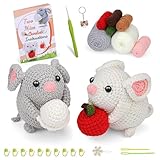 Qiwieod Hamster-Häkelpaket, Häkelpaket für Anfänger - Häkelpaket mit Schritt-für-Schritt-Videoanleitungen | Komplettes Tier-Häkelset, Hamster-Häkelzubehör-Set für Zuhause und R