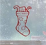 Wandkunst Weihnachtsmann Socke Mit Stern Vinyl Autoaufkleber Weihnachtsdekoration Aufkleber Für Zuhause Vitrine Tür Abnehmbare Kunstwandbilder